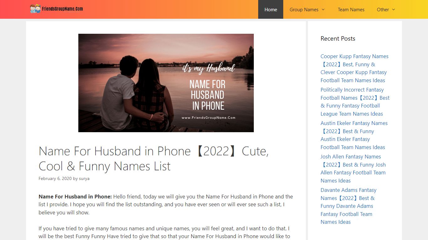 Name For Husband In Phone【2022】Cute, Cool & Funny Names List